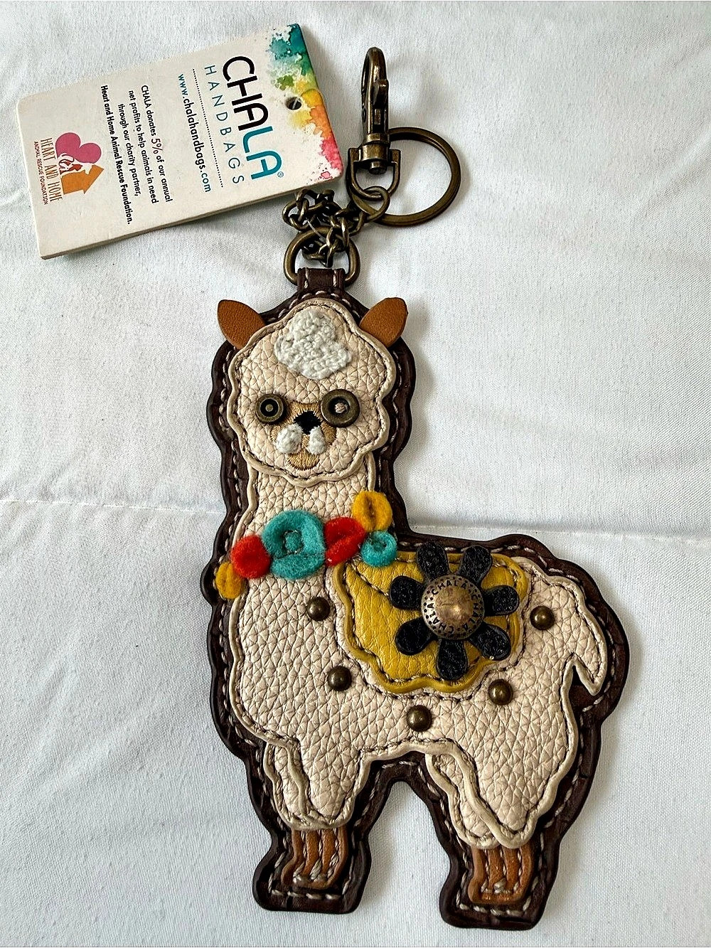 NWT-Chala Llama keychain Vegan in Brown & Cream NWT